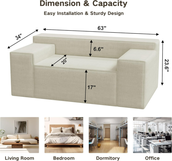2 Seater Sofa, Sofa in A Box with 2 Couch Pillow - Image 5