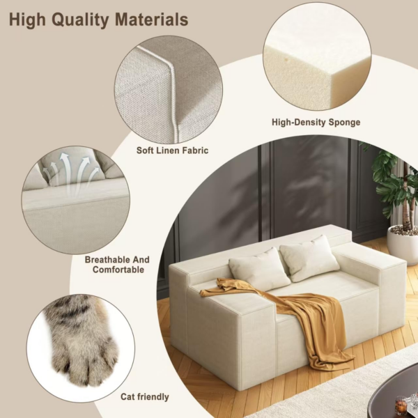 2 Seater Sofa, Sofa in A Box with 2 Couch Pillow - Image 4