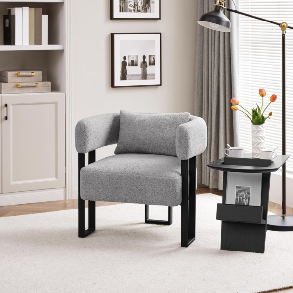 Tub Chair, Modern Boucle Fabric Vanity Chair - Image 7