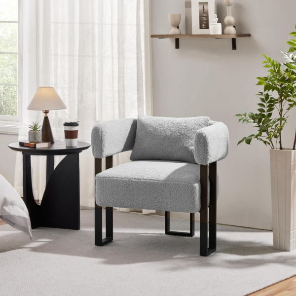 Tub Chair, Modern Boucle Fabric Vanity Chair - Image 5