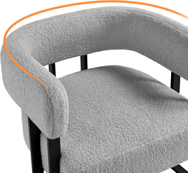 Tub Chair, Modern Boucle Fabric Vanity Chair - Image 3