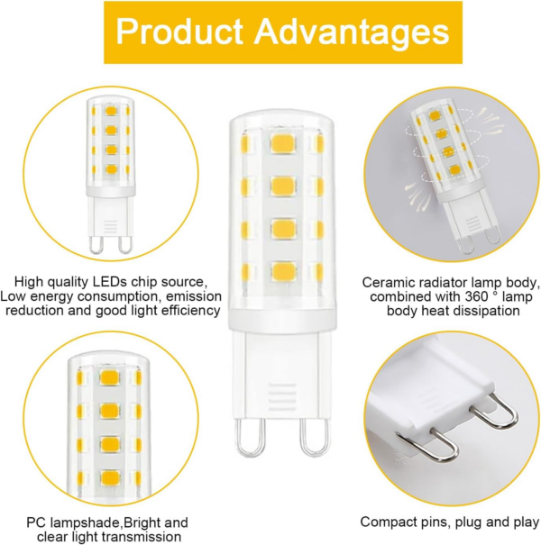 G9 LED Bulbs Warm White, 3W, 380LM, 3000K, Equivalent to 30W Halogen - Image 2