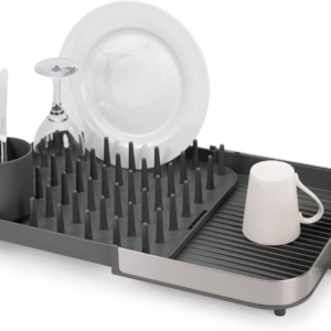 Expanding Dish Drainer Rack with Removable Cutlery Holder