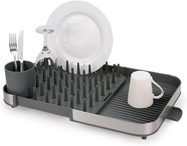 Expanding Dish Drainer Rack with Removable Cutlery Holder