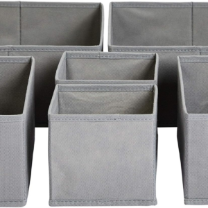 Collapsible Clothes Drawer Organisers / Dividers for Wardrobe Bedroom or Kitchen, Set of 6, Grey