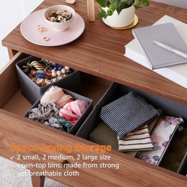 Collapsible Clothes Drawer Organisers / Dividers for Wardrobe Bedroom or Kitchen, Set of 6, Grey - Image 5