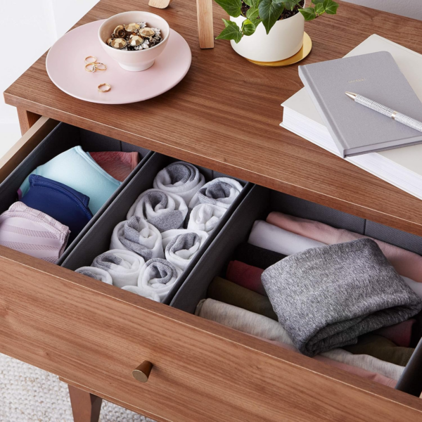Collapsible Clothes Drawer Organisers / Dividers for Wardrobe Bedroom or Kitchen, Set of 6, Grey - Image 2