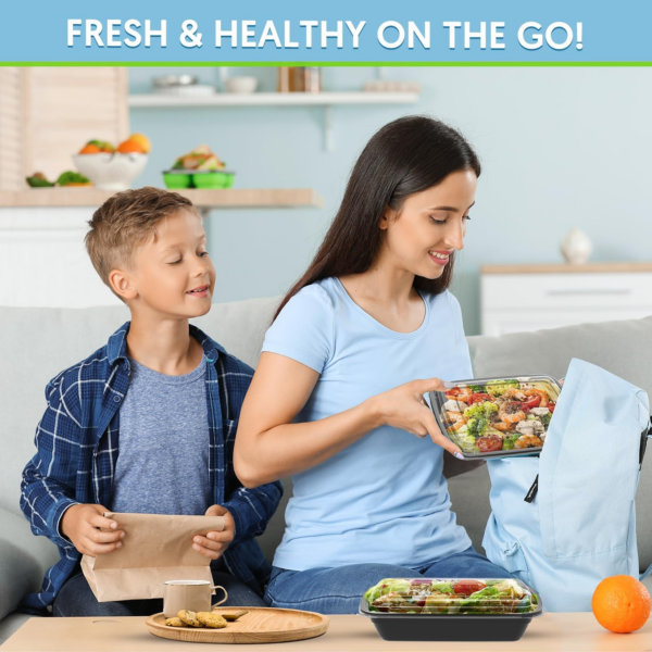 Meal Prep Containers 1 Compartment, BPA Free Reusable Food Prep Containers with Lids - Image 2