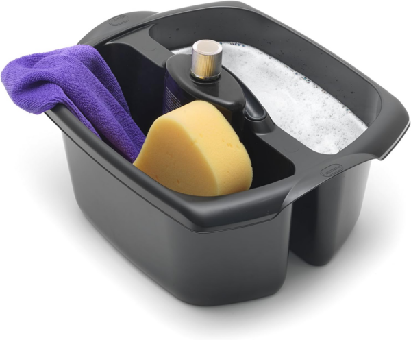 Utility Cleaning Caddy with Twin Compartment and Handle, Black, 32 x 38.5 x 20 cm - Image 4