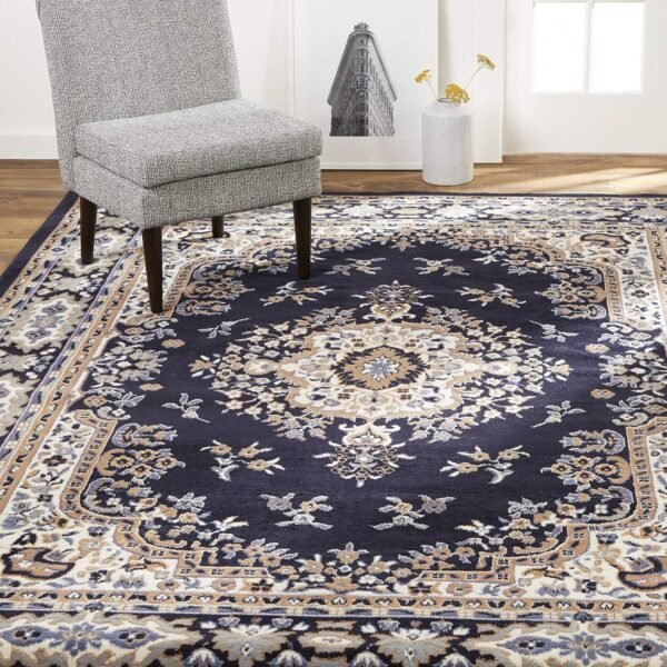 Premium Sakarya Area Rug, Navy Blue/Brown, 21"x35" Rectangle - Image 5