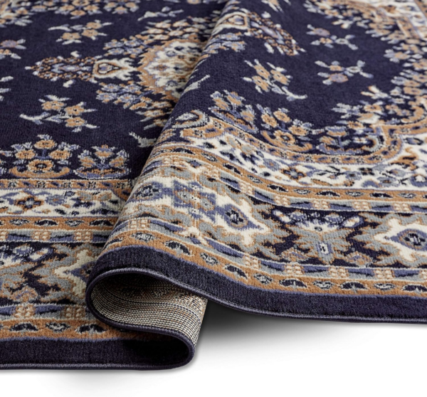 Premium Sakarya Area Rug, Navy Blue/Brown, 21"x35" Rectangle