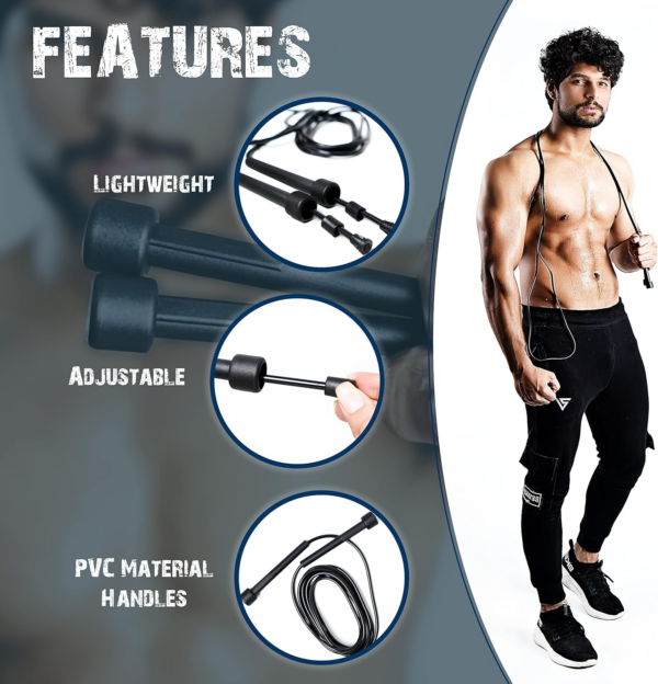 Adjustable Skipping rope adult for men, women and kids | speed jumping rope with non slip handle for Home Exercise - Image 5