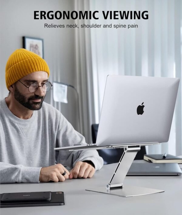 Laptop Stand Adjustable Height, Ergonomic Air-Ventilated Laptop Riser Holder for Desk - Image 4