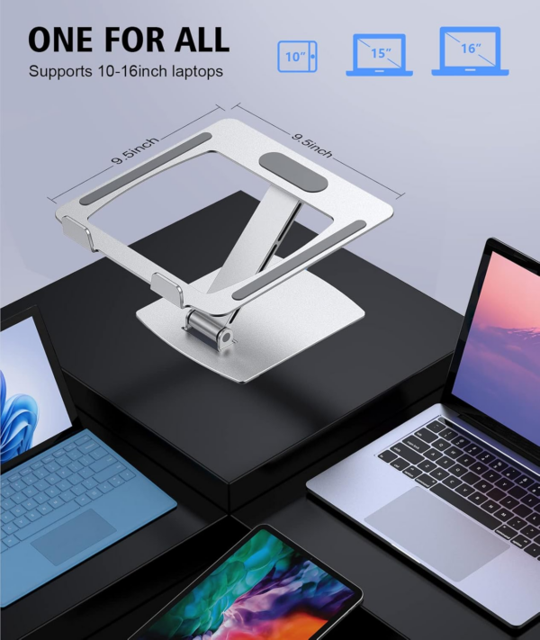 Laptop Stand Adjustable Height, Ergonomic Air-Ventilated Laptop Riser Holder for Desk - Image 3