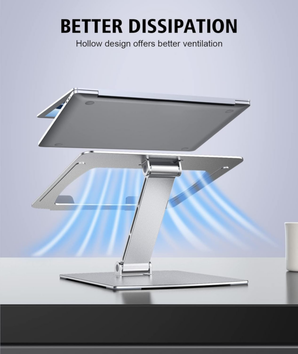 Laptop Stand Adjustable Height, Ergonomic Air-Ventilated Laptop Riser Holder for Desk - Image 2