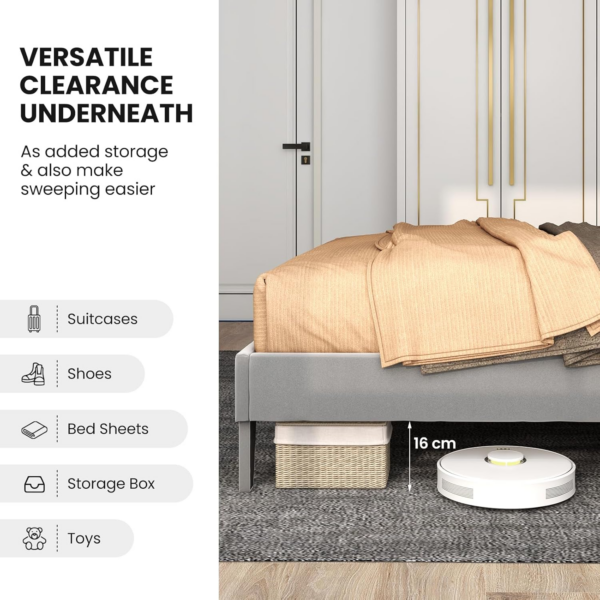3FT/4FT6 Bed Frame, Single/Double Velvet Upholstered Platform Bed Frame with High Headboard - Image 4