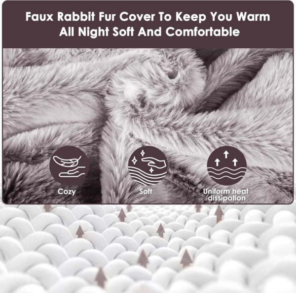 Hot Water Bottle with Luxury Cosy Faux Fur Cover,2L Leakproof Large Hot Water Bag for Neck - Image 5