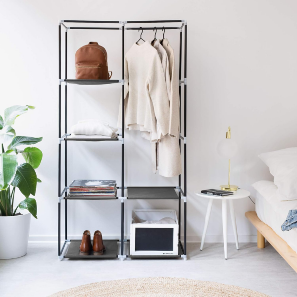 Canvas Effect Wardrobe - Foldable Storage Cupboard for Clothes 88 x 170 x 45 cm - Image 8