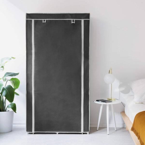 Canvas Effect Wardrobe - Foldable Storage Cupboard for Clothes 88 x 170 x 45 cm - Image 5