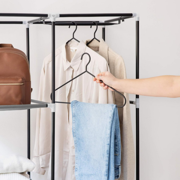 Canvas Effect Wardrobe - Foldable Storage Cupboard for Clothes 88 x 170 x 45 cm - Image 2