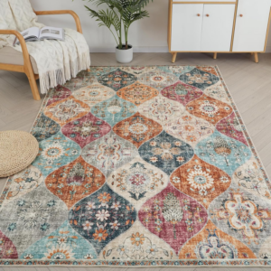 Small Area Rug, 80x150cm Washable Living Room Rug Ultra-Thin Rug for Entryway Non-Slip Stain Resistant Cream Carpet