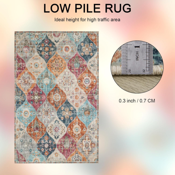 Small Area Rug, 80x150cm Washable Living Room Rug Ultra-Thin Rug for Entryway Non-Slip Stain Resistant Cream Carpet - Image 6