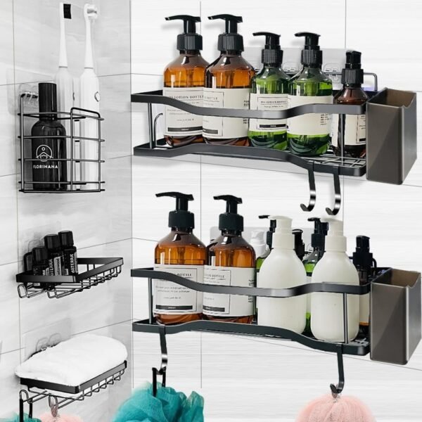 Shower Caddy, 7 Pack Bathroom Shelf No Drill Shower Shelves Rustproof Bathroom Organiser