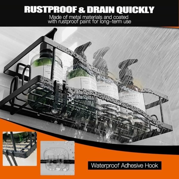 Shower Caddy, 7 Pack Bathroom Shelf No Drill Shower Shelves Rustproof Bathroom Organiser - Image 6
