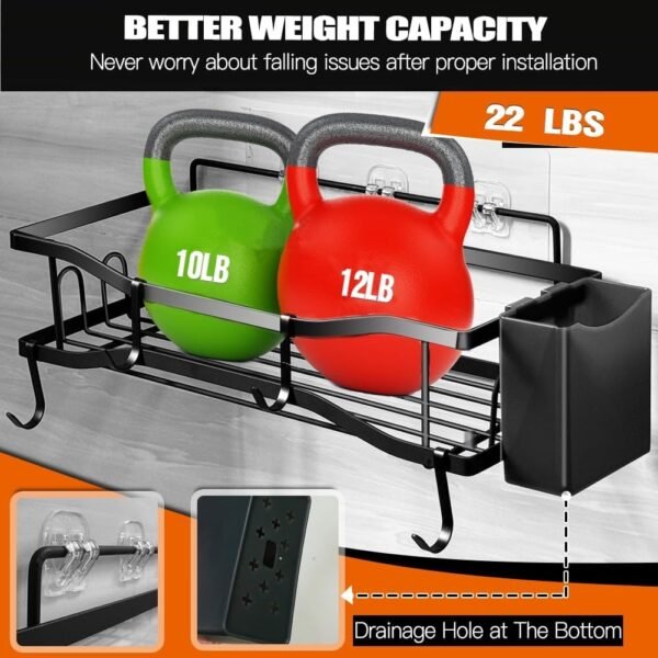 Shower Caddy, 7 Pack Bathroom Shelf No Drill Shower Shelves Rustproof Bathroom Organiser - Image 5