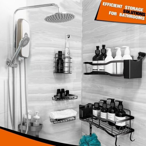 Shower Caddy, 7 Pack Bathroom Shelf No Drill Shower Shelves Rustproof Bathroom Organiser - Image 3