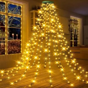 Tree Waterfall Lights with Ring,Cascading Waterfall Lights for Christmas Tree