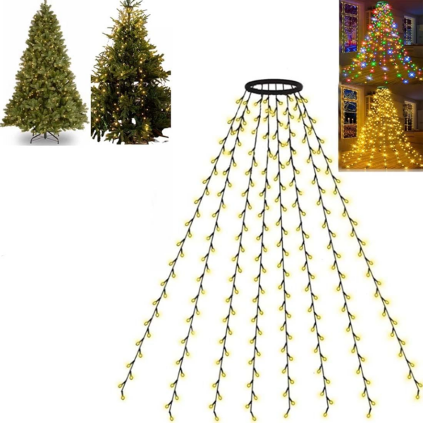 Tree Waterfall Lights with Ring,Cascading Waterfall Lights for Christmas Tree - Image 6