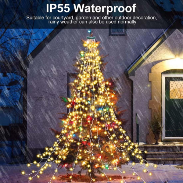 Tree Waterfall Lights with Ring,Cascading Waterfall Lights for Christmas Tree - Image 4