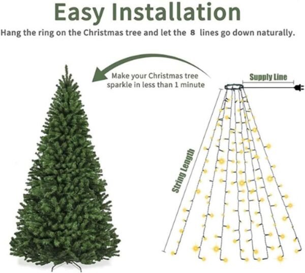 Tree Waterfall Lights with Ring,Cascading Waterfall Lights for Christmas Tree - Image 3