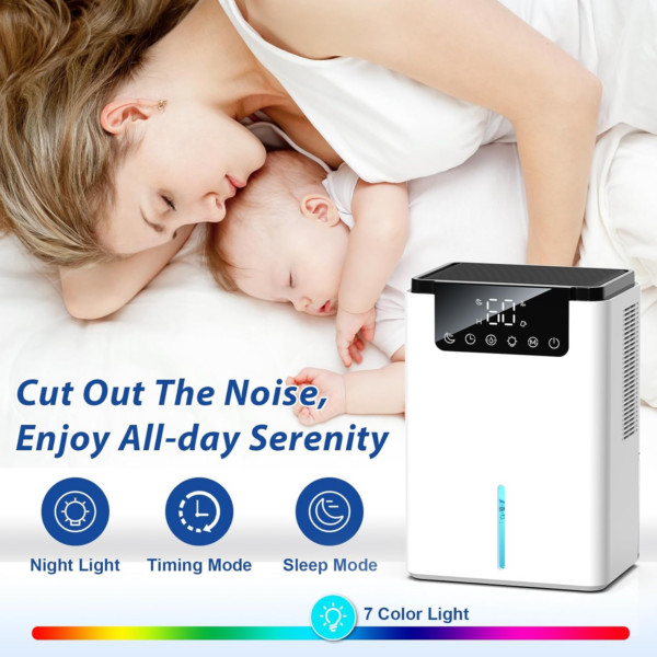 Home with Auto Defrost Function,2 Working Modes,Ultra Quiet Dehumidifier for Drying Clothes,Bathroom - Image 4