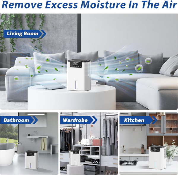 Home with Auto Defrost Function,2 Working Modes,Ultra Quiet Dehumidifier for Drying Clothes,Bathroom - Image 2