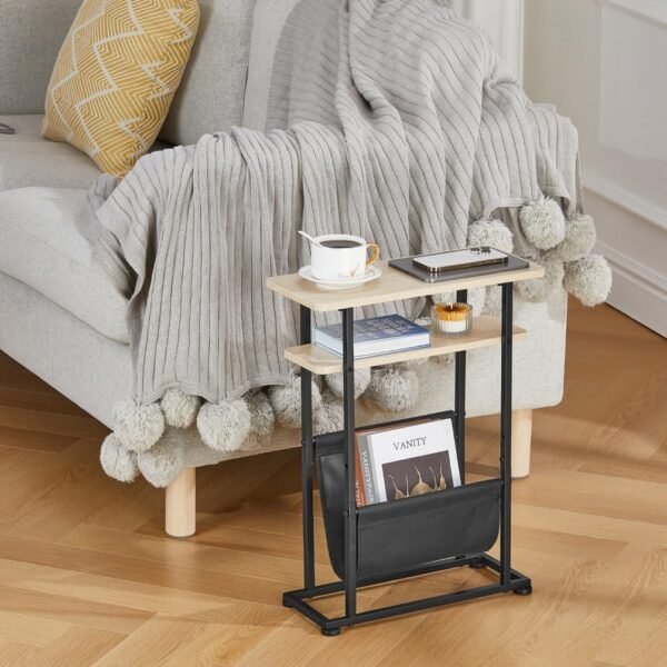Small Side Table for Small Spaces - Slim End Table with Magazine Holder - Image 3