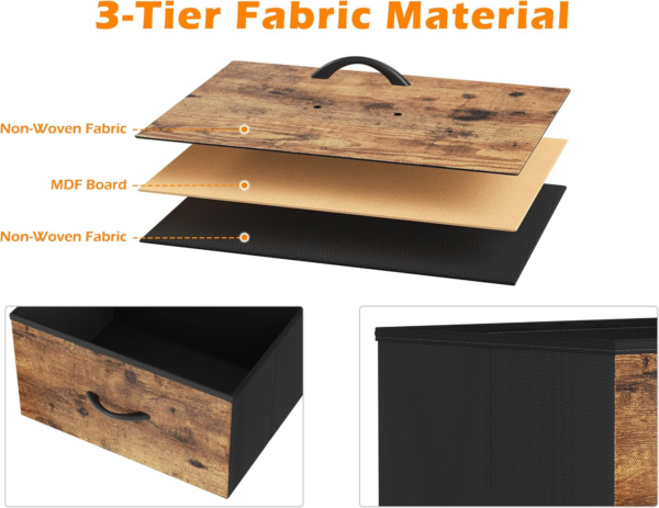 Bedside Table, Bedside Cabinet with 2 Large Capacity Fabric Storage Drawers - Image 5