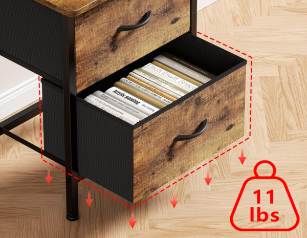 Bedside Table, Bedside Cabinet with 2 Large Capacity Fabric Storage Drawers - Image 2