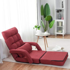 Adjustable Folding Lazy Sofa Bed with Pillow and Armrests