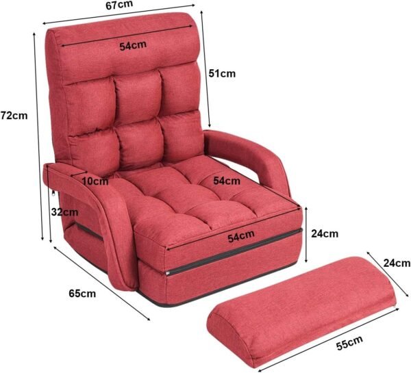 Adjustable Folding Lazy Sofa Bed with Pillow and Armrests - Image 7