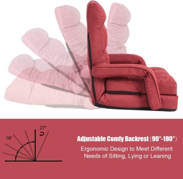 Adjustable Folding Lazy Sofa Bed with Pillow and Armrests - Image 5