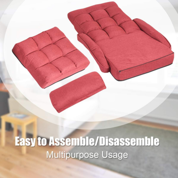 Adjustable Folding Lazy Sofa Bed with Pillow and Armrests - Image 2