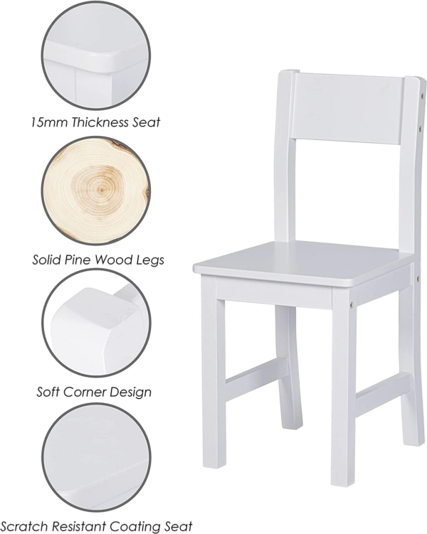 White Study Table and 1 Chairs for Kids Unisex Xmas - Image 5