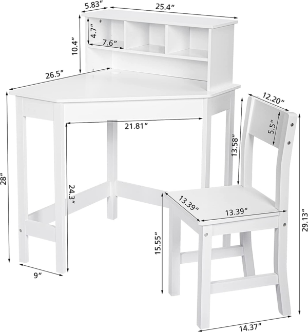 White Study Table and 1 Chairs for Kids Unisex Xmas - Image 4