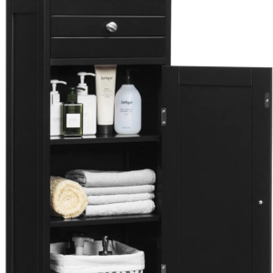 Bathroom Floor Cabinet, Wood Storage Cupboard with Drawer