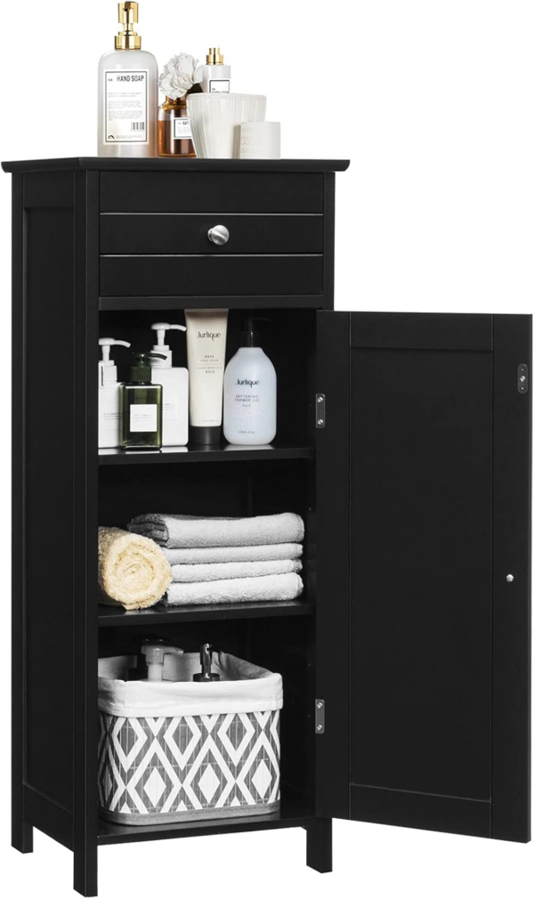 Bathroom Floor Cabinet, Wood Storage Cupboard with Drawer - Image 8