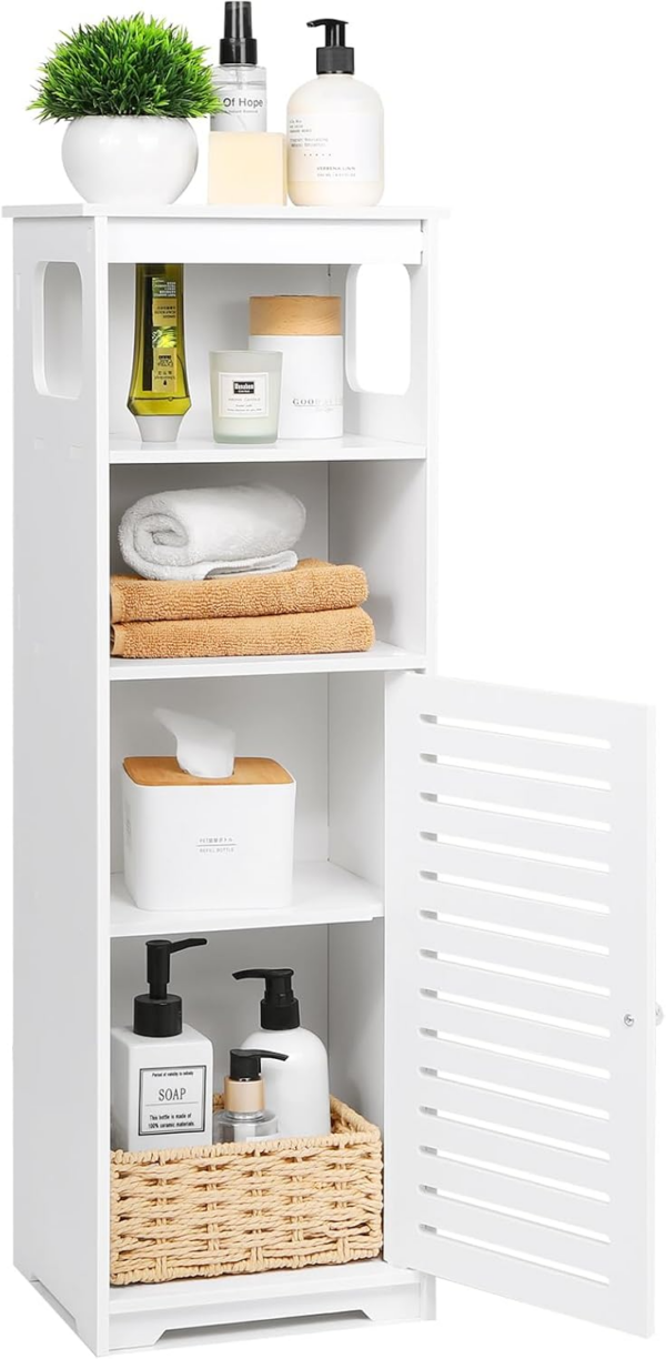Bathroom Cabinet Waterproof, White Floor Standing Storage Cabinet Home Storage Furniture Shelf - Image 6