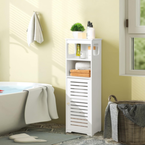 Bathroom Cabinet Waterproof, White Floor Standing Storage Cabinet Home Storage Furniture Shelf