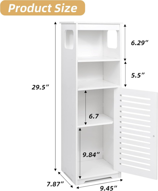 Bathroom Cabinet Waterproof, White Floor Standing Storage Cabinet Home Storage Furniture Shelf - Image 5